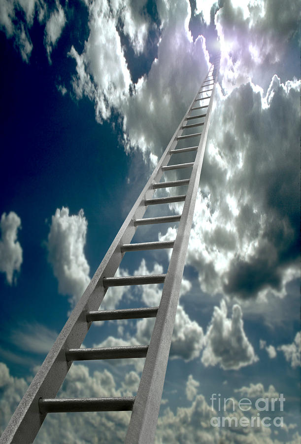 Ladder Ascending Into The Clouds Photograph by Mike Agliolo