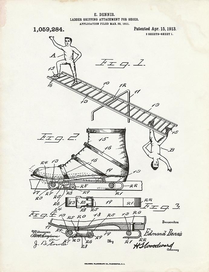 Ladder Gripping Attachment Patent Photograph by Us Patent And Trademark Office