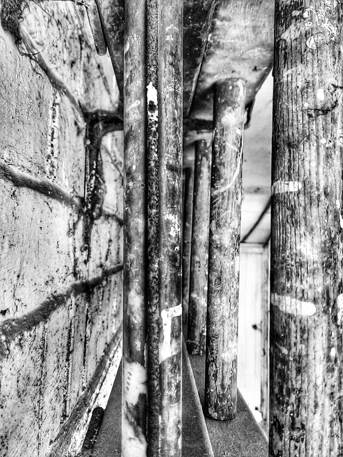Black And White Photograph - Ladder On Wall by Christian Smit