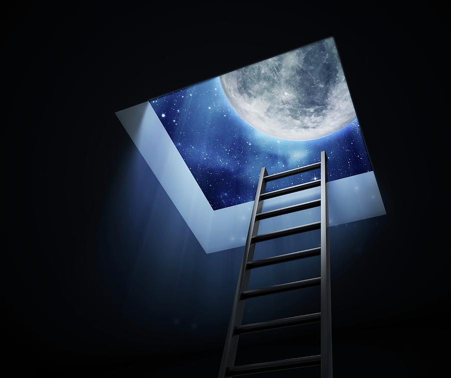 Ladder To The Moon Photograph by Andrzej Wojcicki/science Photo Library