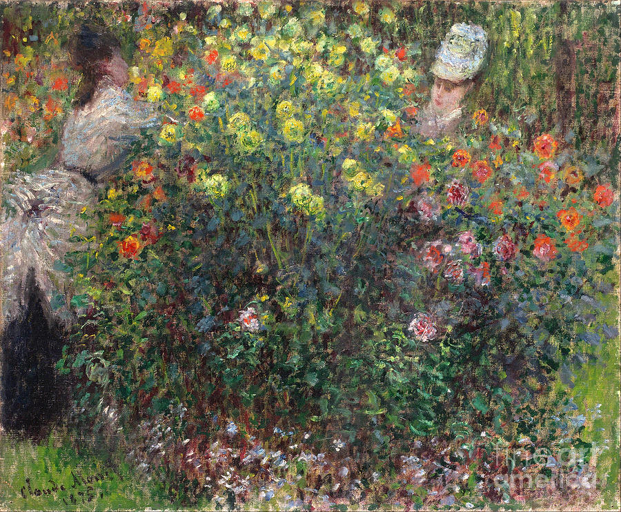 Ladies in Flowers Painting by Claude Monet - Fine Art America