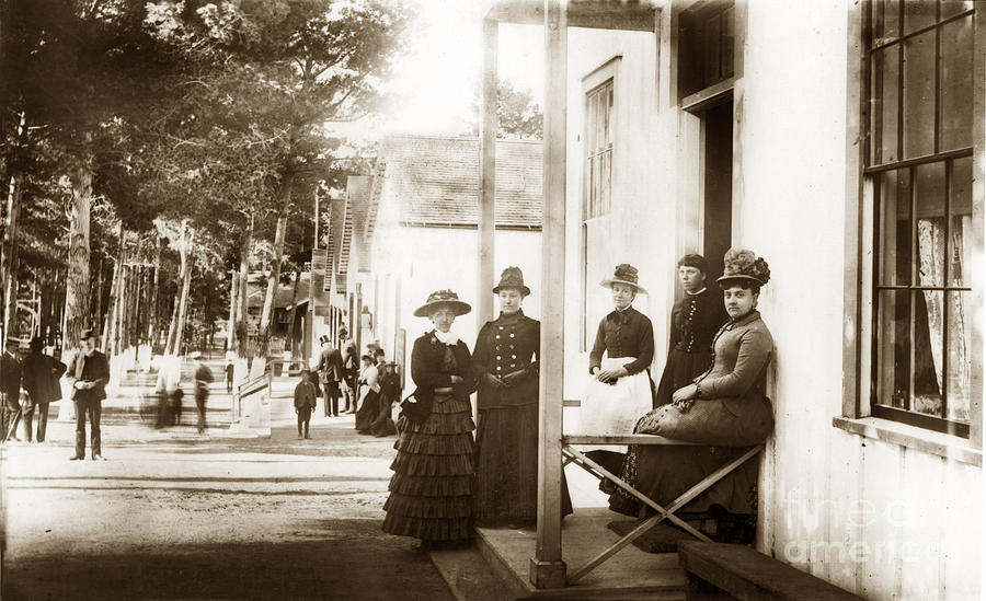 Ladies Photograph - Ladies on Grand Avenue looking down from Lighthouse Ave. Circa 1880 by Monterey County Historical Society