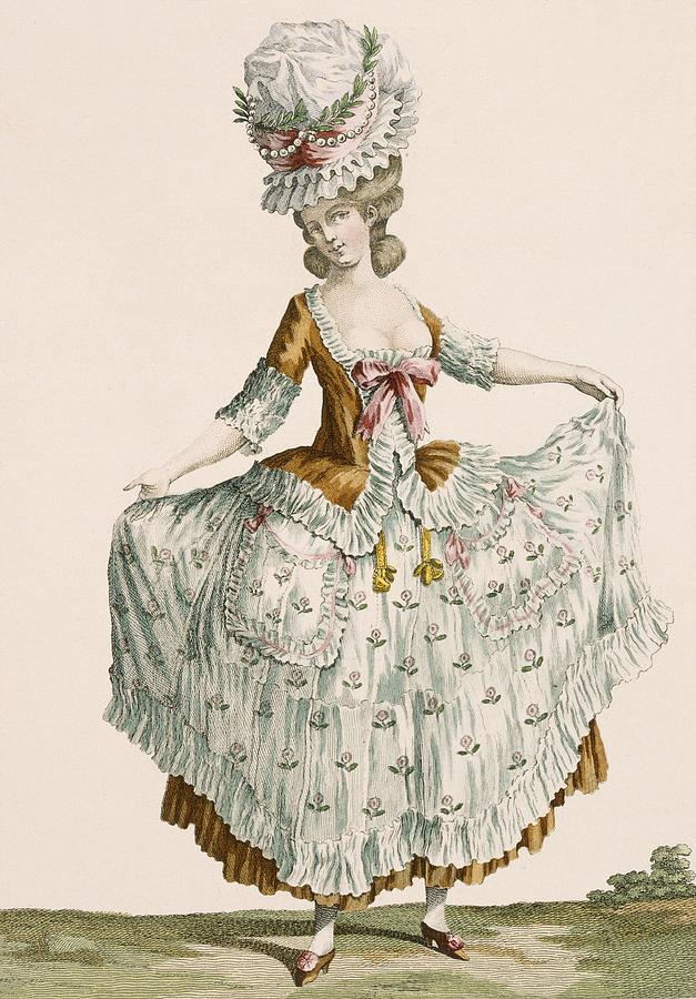 Clothing Drawing - Ladies Style Evening Dress, Engraved by Claude Louis Desrais