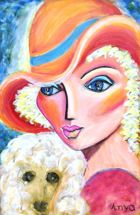 Lady and Poodle Painting by Anya Heller