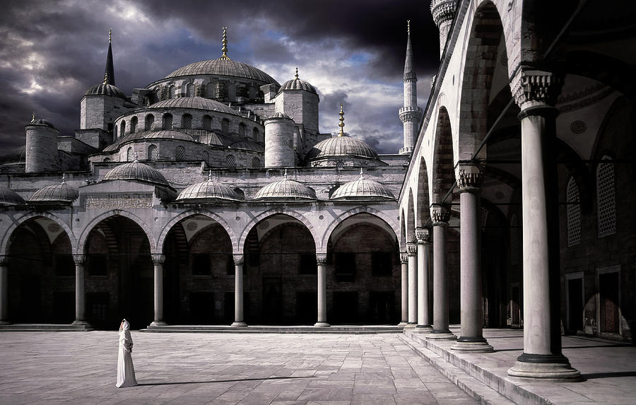 Turkey Photograph - Lady And The Mosque by Daniel Murphy
