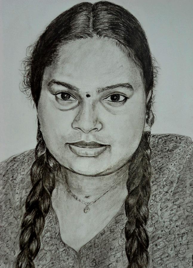 Lady Drawing by Bindu N - Pixels