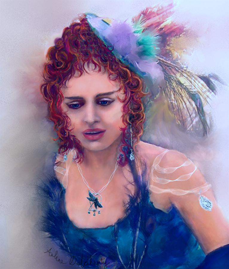 Feather Painting - Lady Carousel by Arlene Delahenty