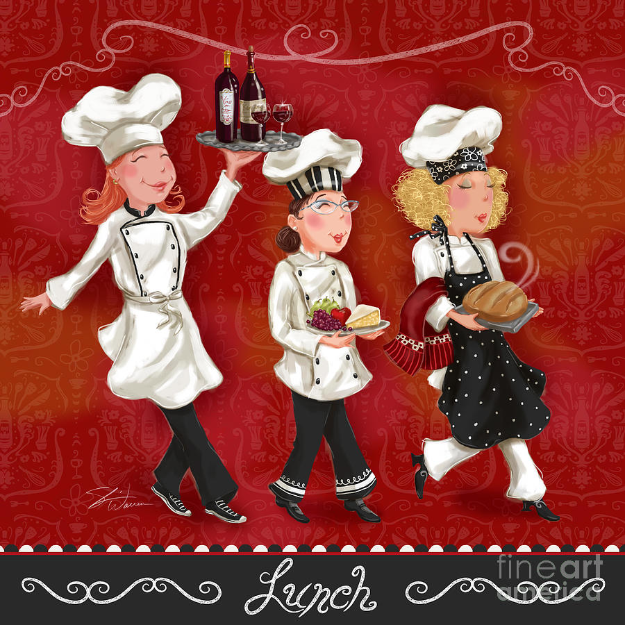 Lady Chefs - Lunch Mixed Media by Shari Warren