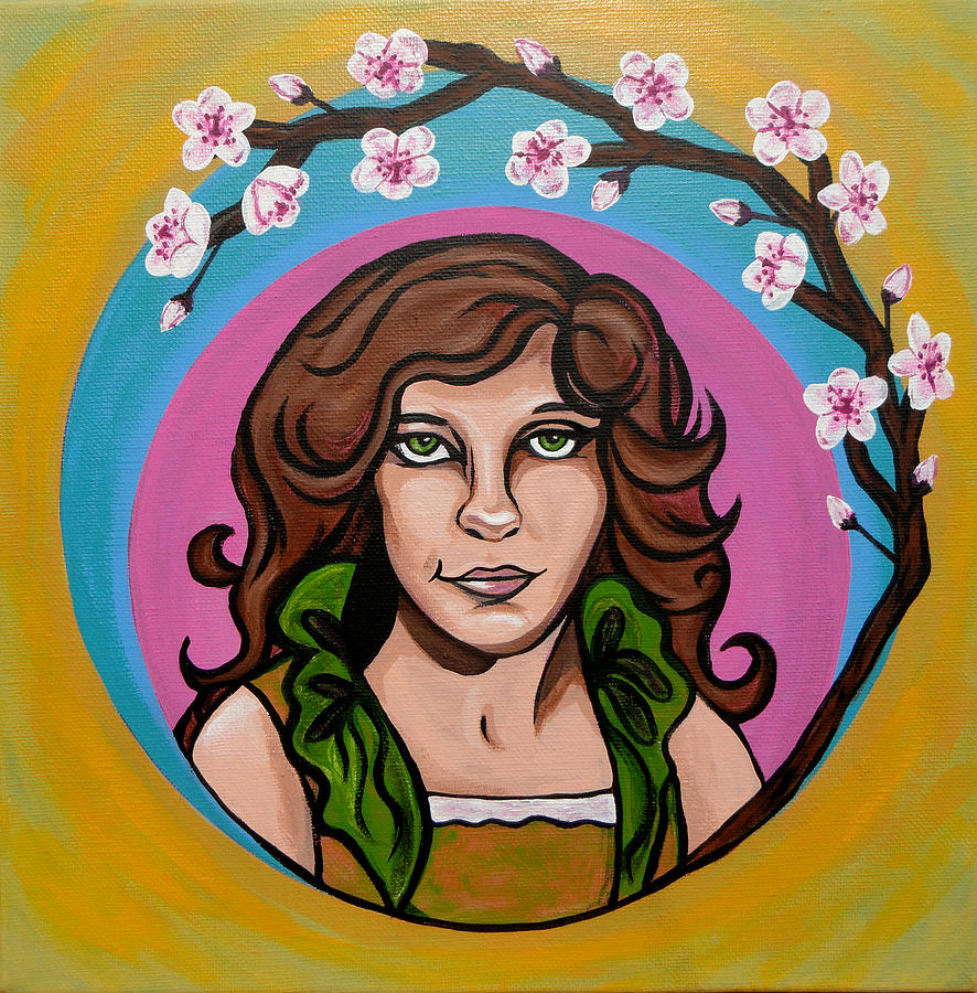 Lady Cherry Blossom Painting by Sarah Crumpler