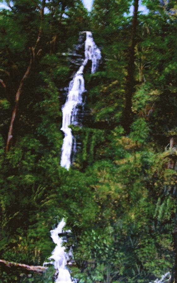 White Lady Waterfall Lydford Gorge Devon UK Painting by Mackenzie Moulton