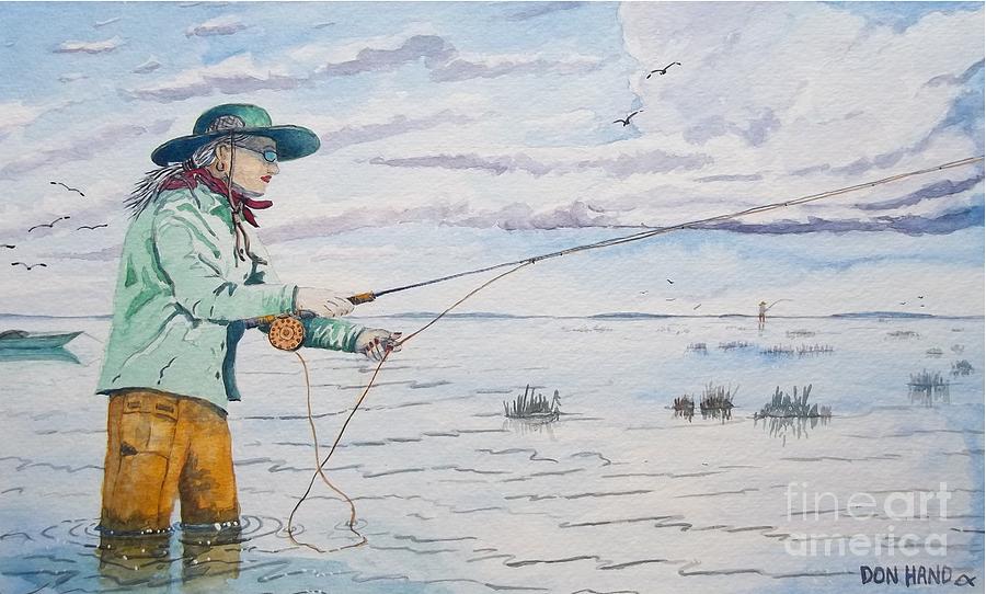 Lady Fly Fishing by Don n Leonora Hand