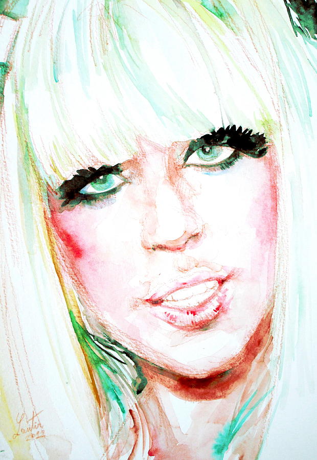 Lady Gaga Painting - LADY GAGA - watercolor portrait by Fabrizio Cassetta
