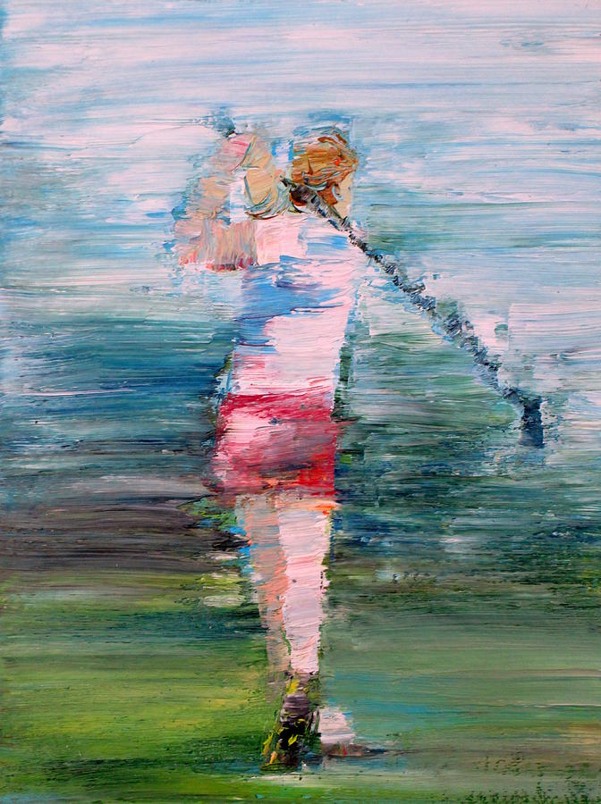 Lady Golf Painting by Fabrizio Cassetta