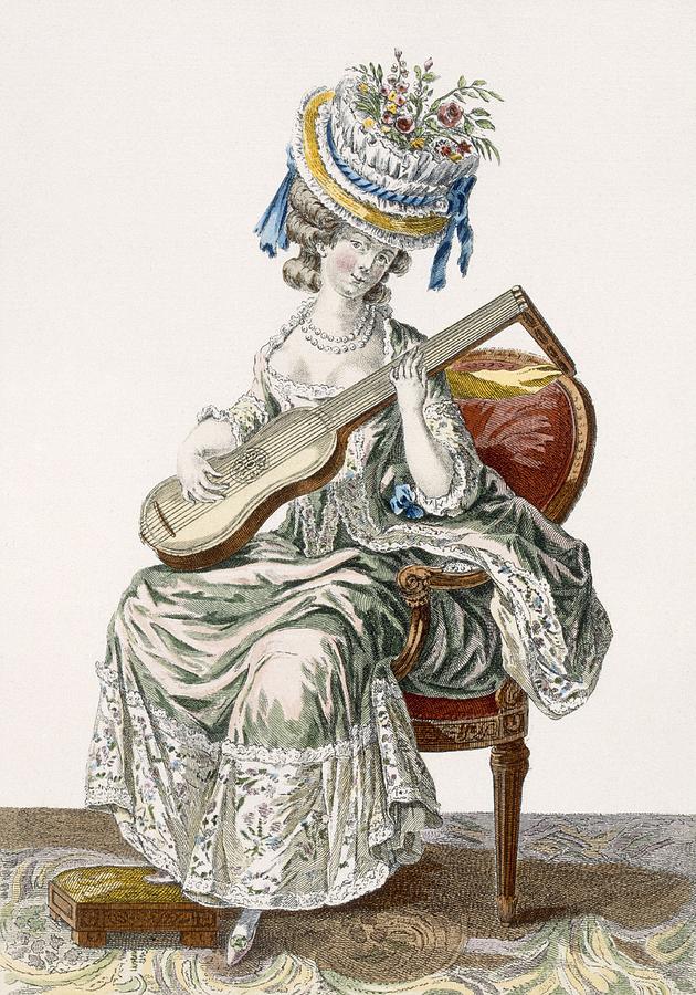 Hat Drawing - Lady In A Shot Taffeta Dress Trimmed by Pierre Thomas Le Clerc