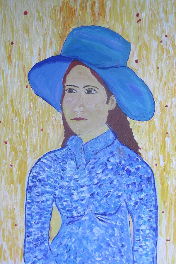 Lady in Blue Hat Painting by Kitten Freemon - Fine Art America