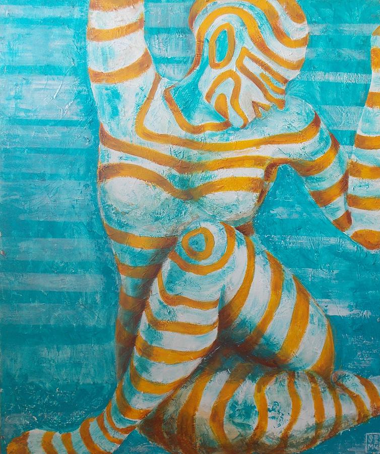 Still Life Painting - Lady in Blue by Seemab Zaheera