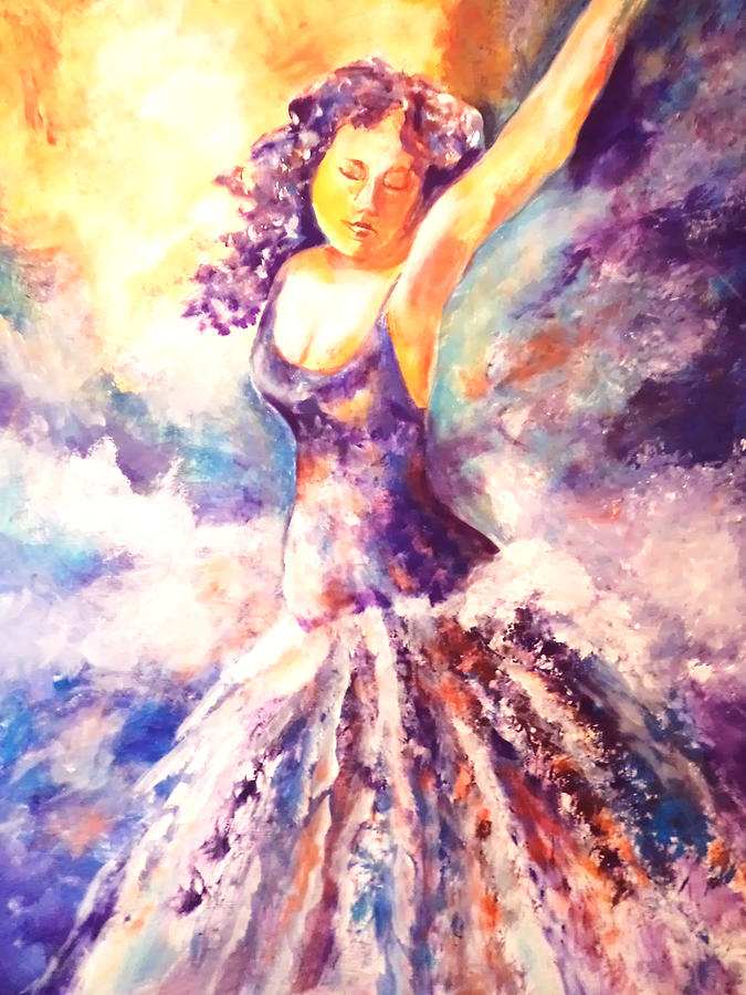 Lady in purple Painting by Patricia Rachidi