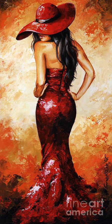 Lady in Red 035 Painting by Emerico Imre Toth