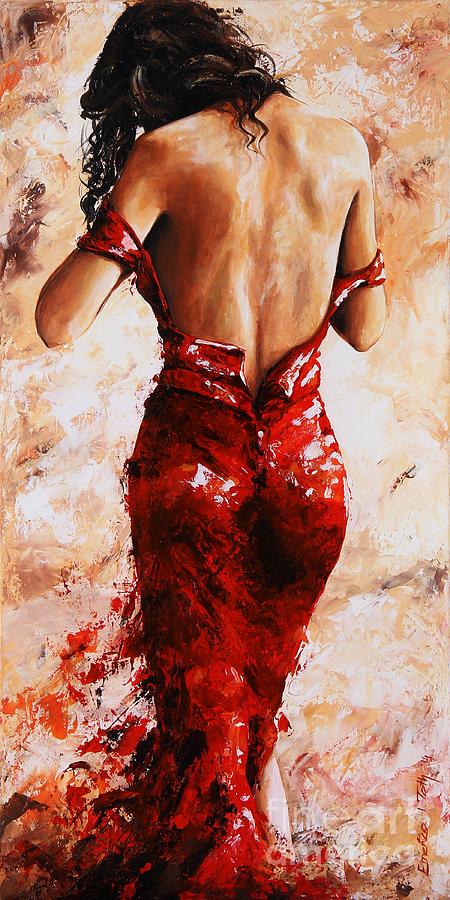 Lady Painting - Lady in Red #24 large  by Emerico Imre Toth