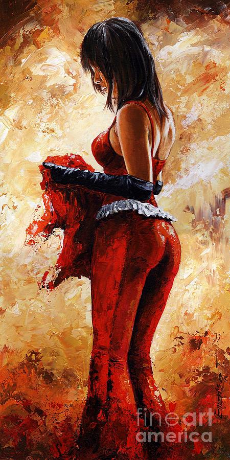 Impressionism Painting - Lady in red 26 by Emerico Imre Toth