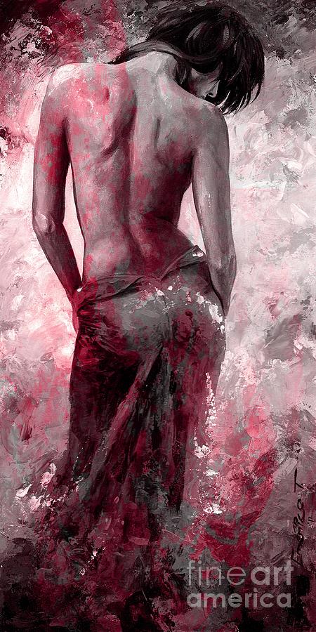 Lady in Red #27 digital colored version red Painting by Emerico Imre Toth