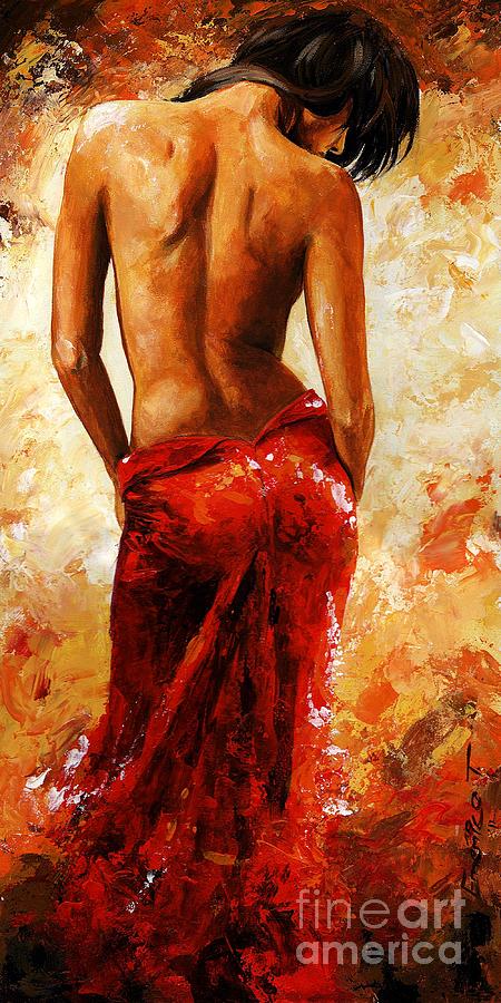 Lady Painting - Lady in red 27 by Emerico Imre Toth