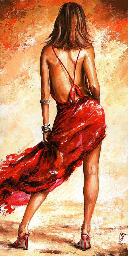 Lady in red 40 Painting by Emerico Imre Toth