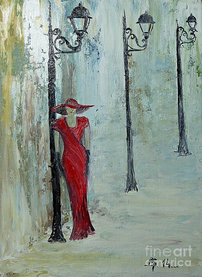 Hat Painting - Lady in red by Amalia Suruceanu