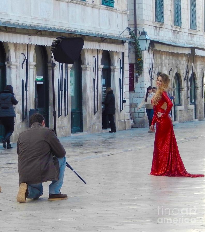 Lady in Red Dubrovnik Photograph by Ann Johndro-Collins