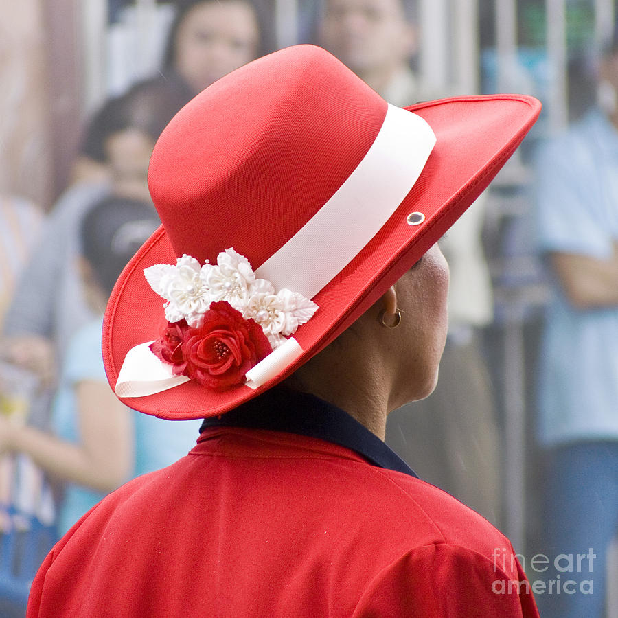 Hat Photograph - Lady in Red by Heiko Koehrer-Wagner