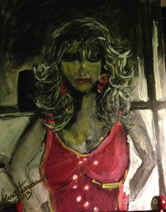 Lady In Red Painting by Sherry Harradence