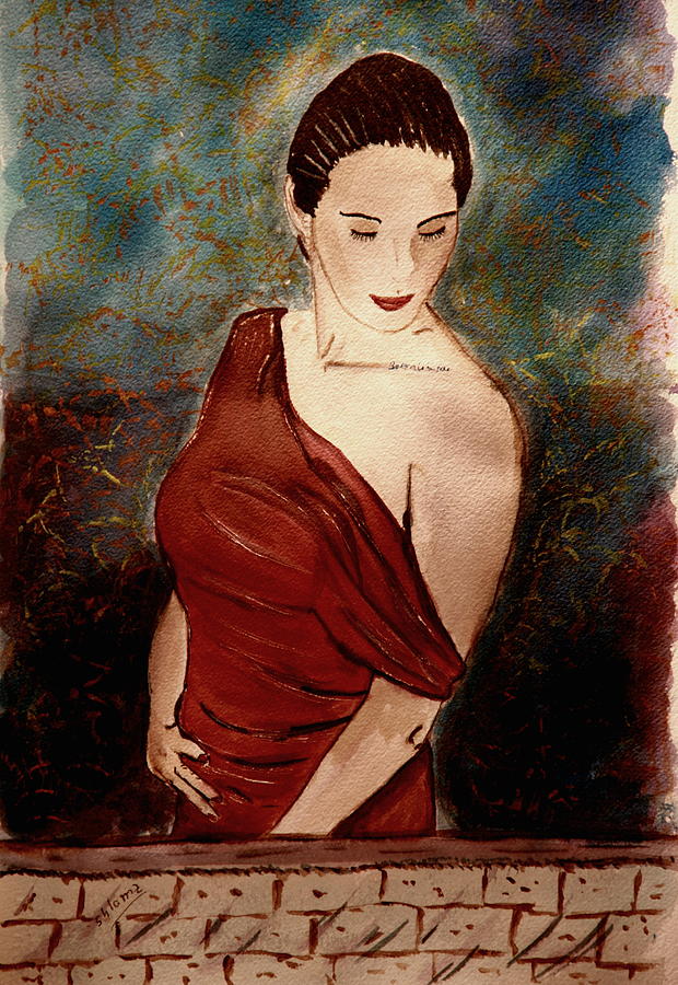 Lady In Red Painting by Shlomo Zangilevitch