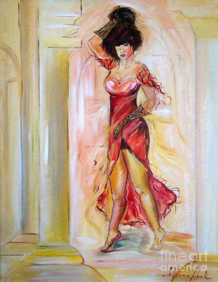 Famous Paintings Painting - Lady in Red by Silvana Abel