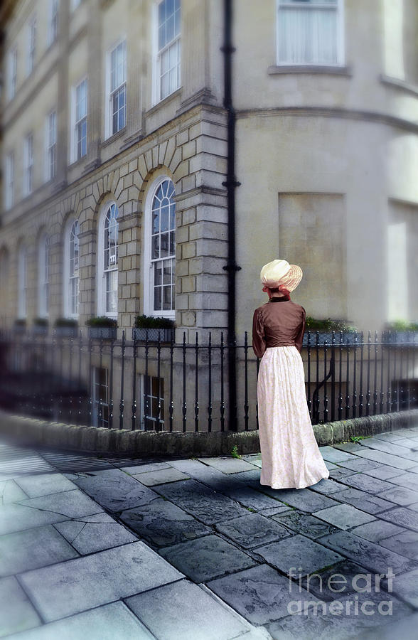 Lady in Regency Clothing on Sidewalk Photograph by Jill Battaglia