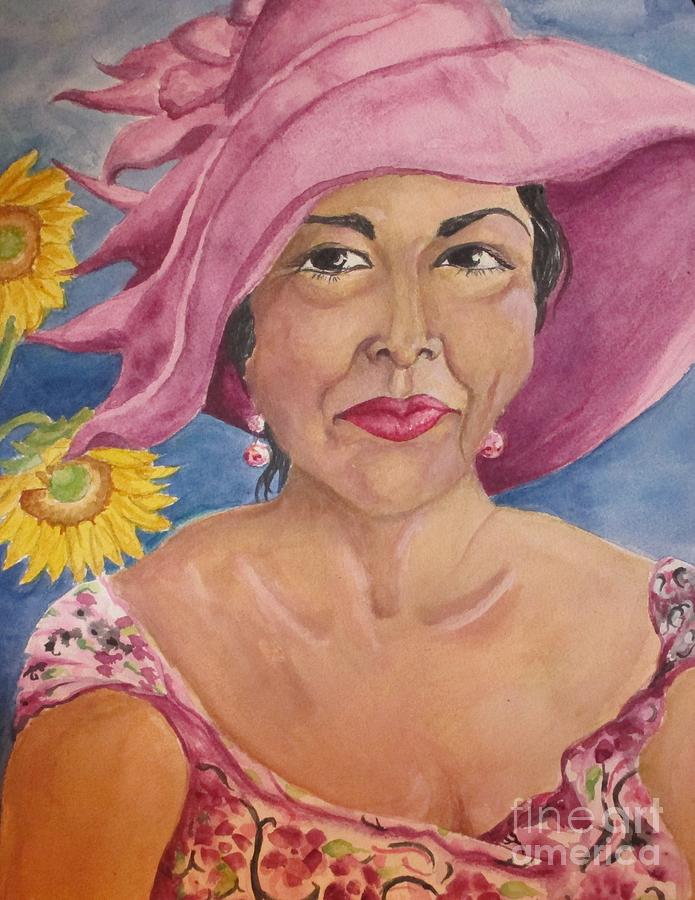 Lady in that Pink Hat Painting by Lynn Maverick Denzer
