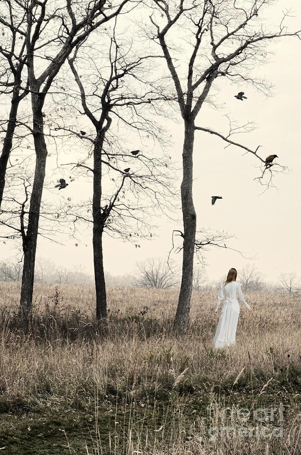 Lady in White in Autumn Landscape Photograph by Jill Battaglia