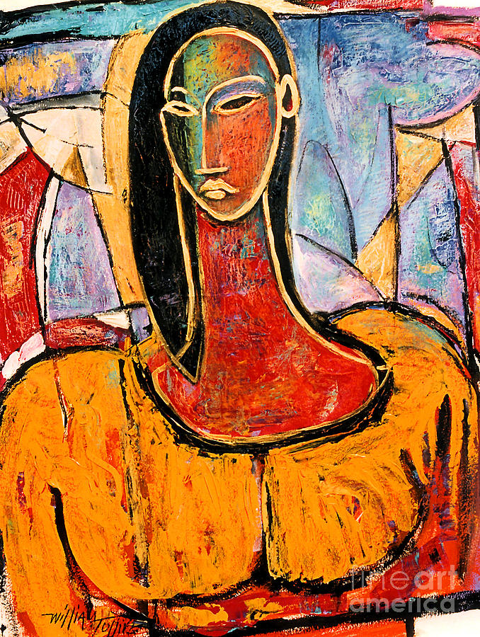 Abstract Mixed Media - Lady in Yellow by William Tolliver