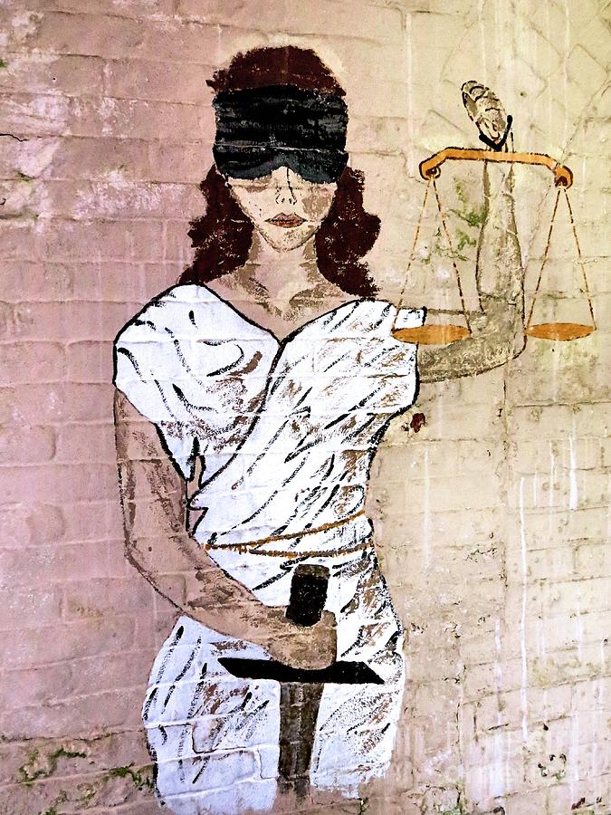 Lady Justice Wall Painting Photograph by Janice Drew