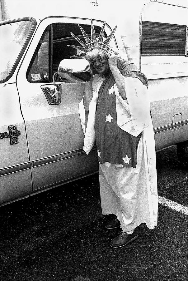 Lady Liberty Marge Stukel Parade Tucson Arizona black and white Photograph by David Lee Guss