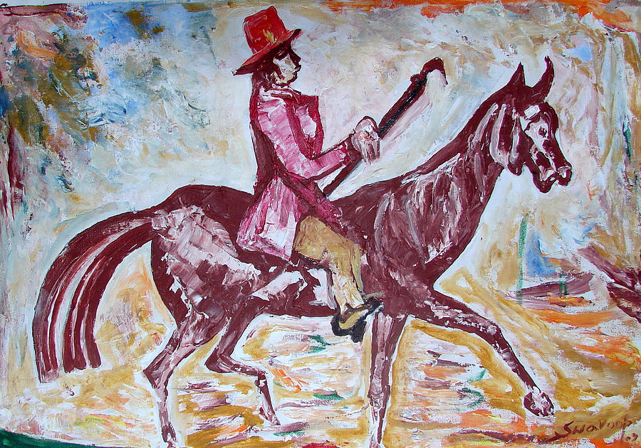 Lady on Horse Painting by Anand Swaroop Manchiraju