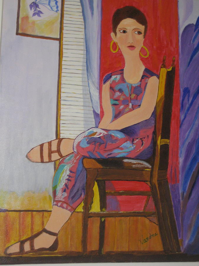 Lady on Wooden Chair Painting by Vandna Mehta | Fine Art America