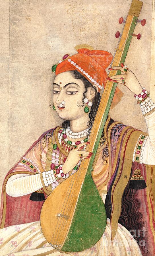Lady Playing The Tanpura Painting by Thea Recuerdo
