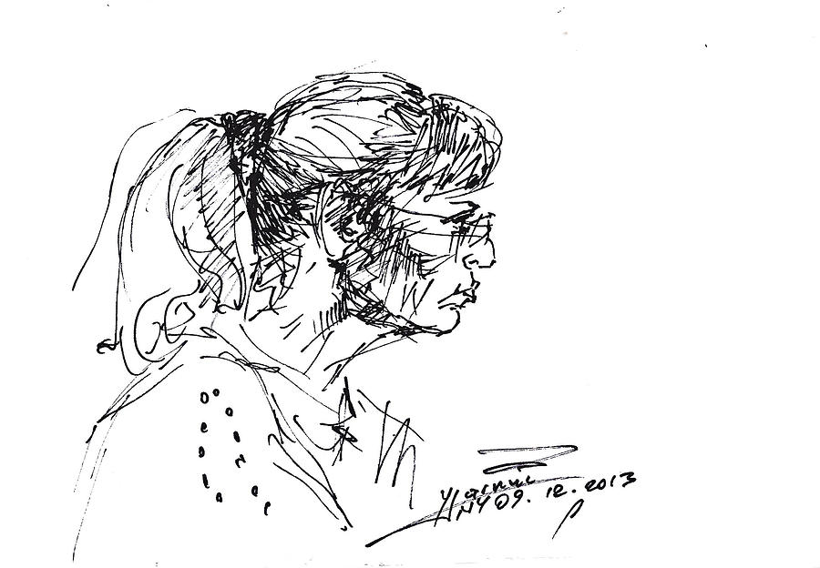 Lady Profile Drawing by Ylli Haruni