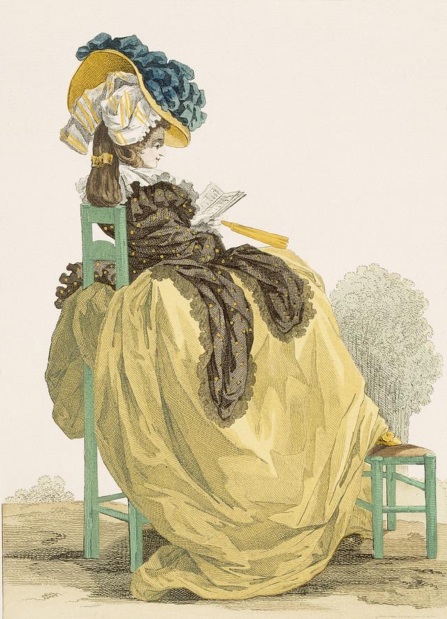 Book Drawing - Lady Reading In A Garden In A Simple by Francois Louis Joseph Watteau