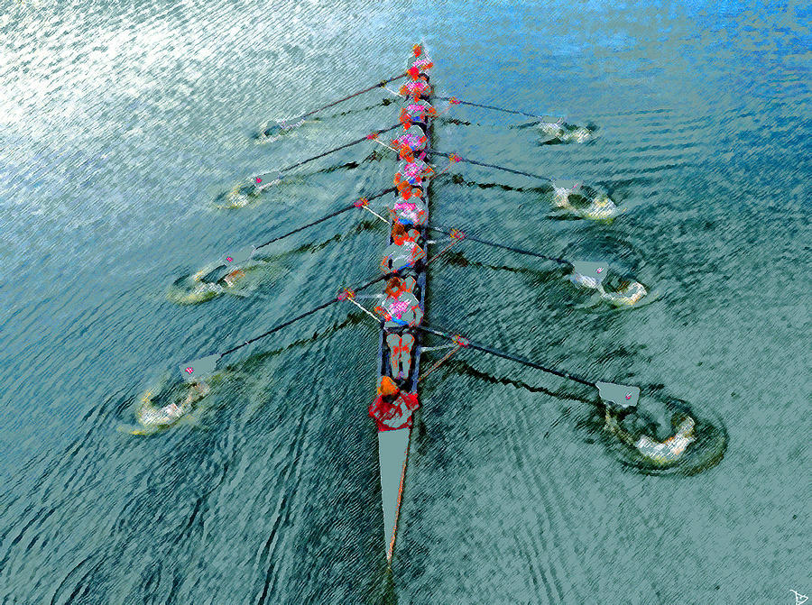 Lady Scullers Painting by David Lee Thompson