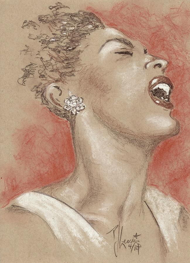 Lady sings the blues Drawing by PJ Lewis
