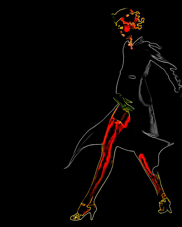 Lady Walking Man Ray Homage Digital Art