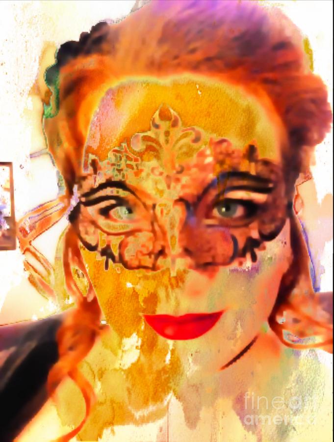 Lady With A Mask Digital Art by Steven  Pipella