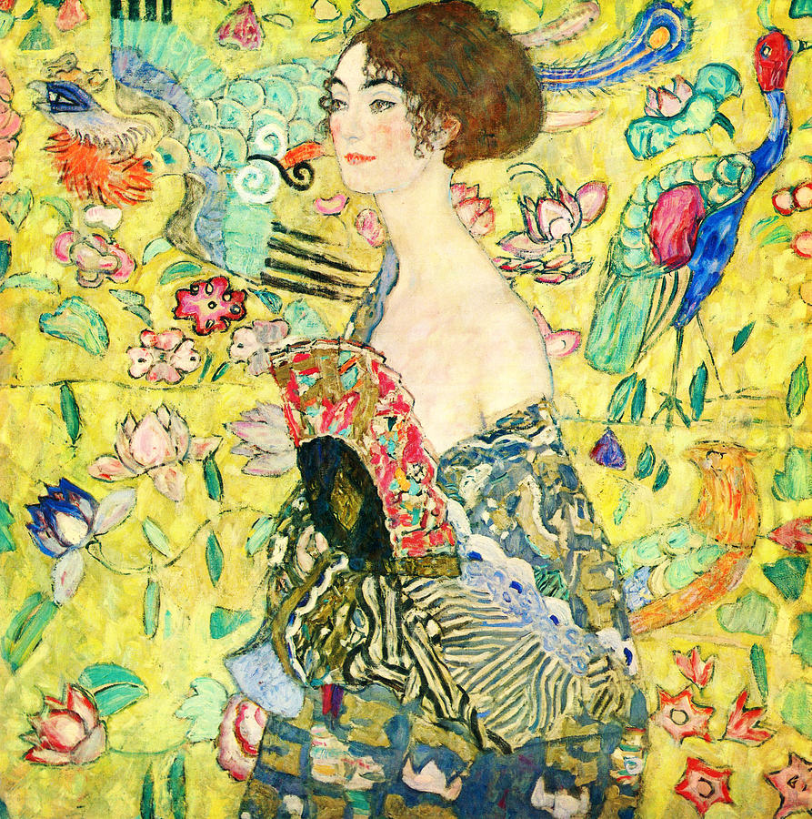 Gustav Klimt Painting - Lady With Fan by Celestial Images