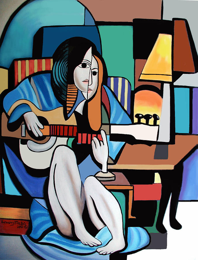 Lady With Guitar Painting